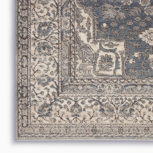 HomeRoots 9' Gray and Ivory Medallion Power Loom Area Rug - Timeless Elegance for Living Rooms & Bedrooms 7' X 10' 545213