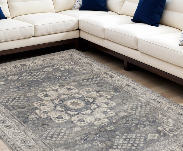 Homeroots 8' X 10' Gray And Ivory Medallion Power Loom Area Rug  Polypropylene,Polyester 545214