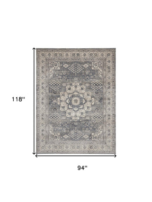 Homeroots 8' X 10' Gray And Ivory Medallion Power Loom Area Rug  Polypropylene,Polyester 545214