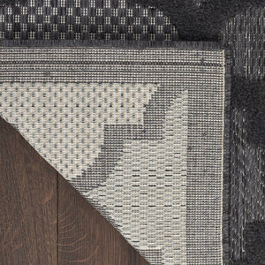 HomeRoots 10' Charcoal and Black Trellis Rug - Durable Indoor Outdoor Area Carpet for High-Traffic Spaces 545216