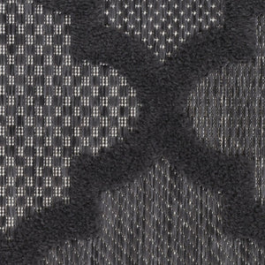 HomeRoots 10' Charcoal and Black Trellis Rug - Durable Indoor Outdoor Area Carpet for High-Traffic Spaces 545216