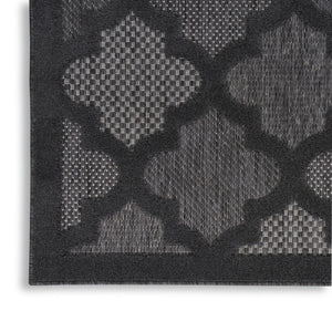 HomeRoots 10' Charcoal and Black Trellis Rug - Durable Indoor Outdoor Area Carpet for High-Traffic Spaces 545216
