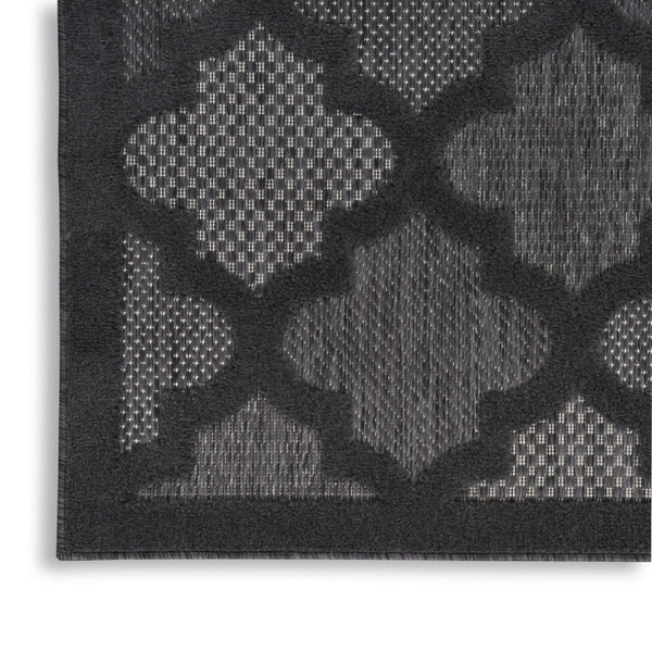 HomeRoots 10' Charcoal and Black Trellis Rug - Durable Indoor Outdoor Area Carpet for High-Traffic Spaces 545216