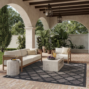HomeRoots 10' Charcoal and Black Trellis Rug - Durable Indoor Outdoor Area Carpet for High-Traffic Spaces 545216