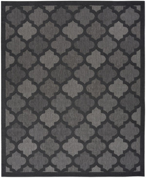 HomeRoots 10' Charcoal and Black Trellis Rug - Durable Indoor Outdoor Area Carpet for High-Traffic Spaces 545216