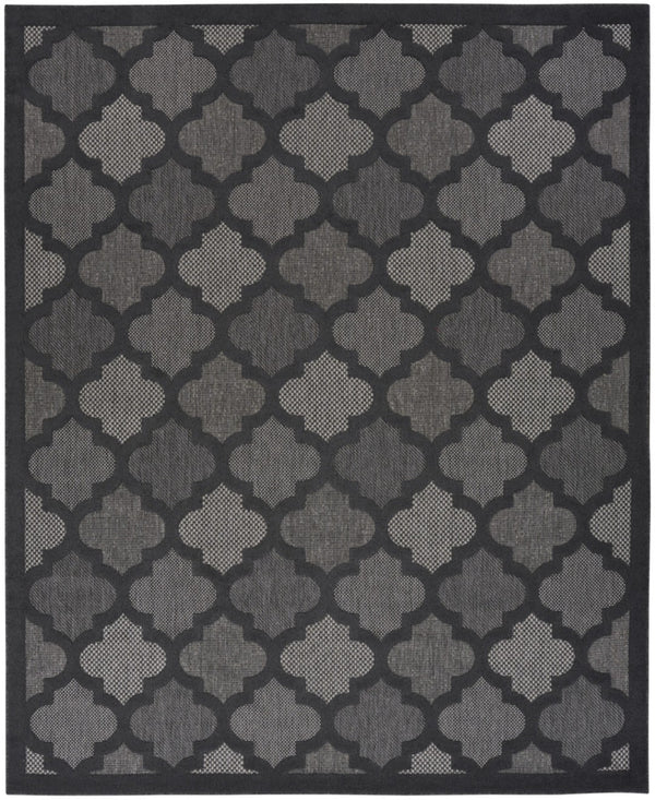 HomeRoots 10' Charcoal and Black Trellis Rug - Durable Indoor Outdoor Area Carpet for High-Traffic Spaces 545216