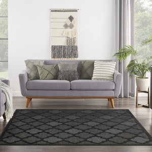 HomeRoots 9' Charcoal Square Trellis Rug – Stylish Indoor & Outdoor Area Accent with Durable, Low-Maintenance Design 545217