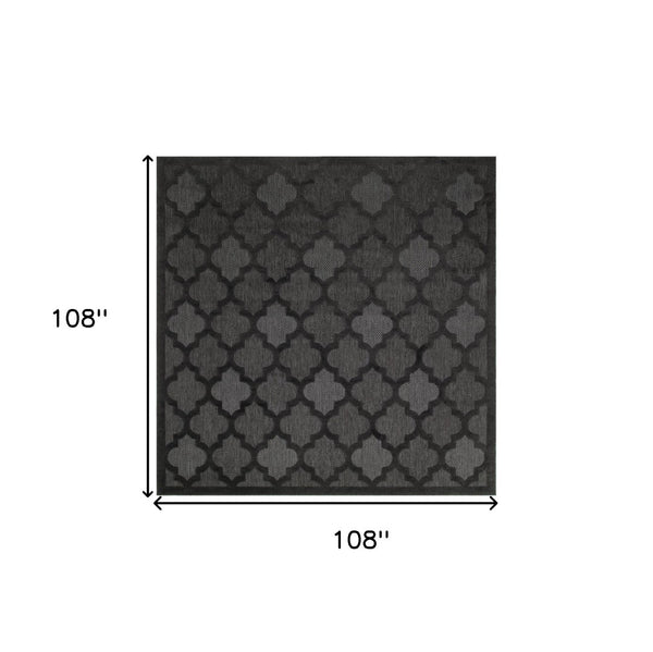HomeRoots 9' Charcoal Square Trellis Rug – Stylish Indoor & Outdoor Area Accent with Durable, Low-Maintenance Design 545217