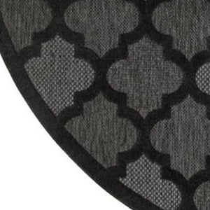 HomeRoots 10' Charcoal and Black Round Trellis Rug - Durable Outdoor & Indoor Area Rug for Style & Versatility 545218
