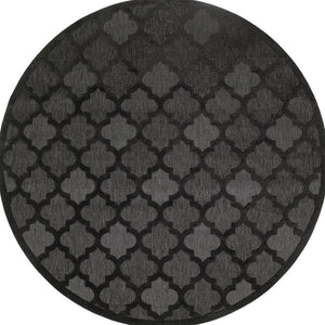 HomeRoots 10' Charcoal and Black Round Trellis Rug - Durable Outdoor & Indoor Area Rug for Style & Versatility 545218