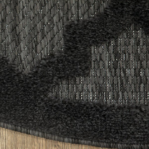 HomeRoots 10' Charcoal and Black Round Trellis Rug - Durable Outdoor & Indoor Area Rug for Style & Versatility 545218