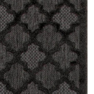 HomeRoots 20' Charcoal and Black Trellis Runner Rug - Durable Indoor/Outdoor Floor Protection with Classic Style 545222