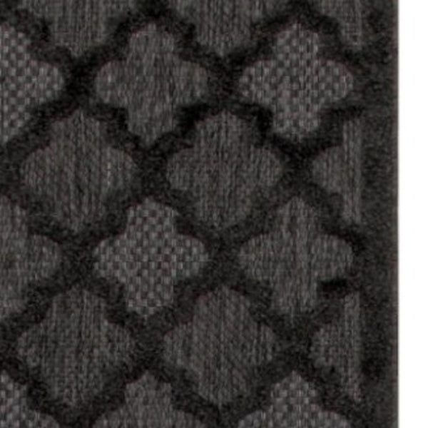 HomeRoots 20' Charcoal and Black Trellis Runner Rug - Durable Indoor/Outdoor Floor Protection with Classic Style 545222
