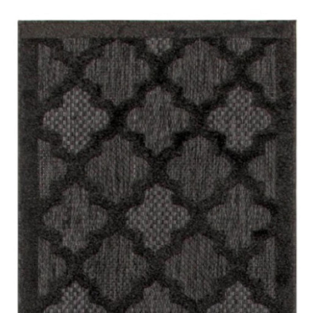 HomeRoots 20' Charcoal and Black Trellis Runner Rug - Durable Indoor/Outdoor Floor Protection with Classic Style 545222