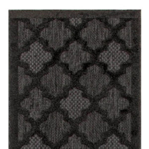 HomeRoots 20' Charcoal and Black Trellis Runner Rug - Durable Indoor/Outdoor Floor Protection with Classic Style 545222