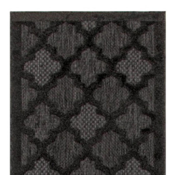 HomeRoots 20' Charcoal and Black Trellis Runner Rug - Durable Indoor/Outdoor Floor Protection with Classic Style 545222