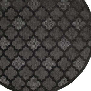 HomeRoots 8' Charcoal and Black Round Trellis Area Rug - Durable, Stylish Design for Indoor & Outdoor Spaces 545226