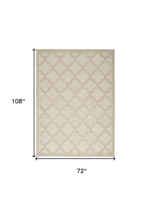 HomeRoots 6' Cream and Beige Trellis Area Rug - Versatile Indoor/Outdoor Design for Elegant Spaces, 6' x 9' 545231