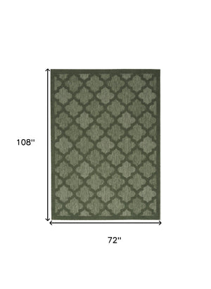 HomeRoots 6' X 9' Trellis Area Rug in Dark and Light Green - Durable, Stylish Indoor/Outdoor Decor Solution 545232