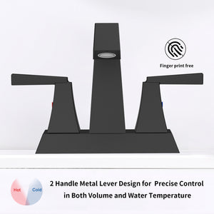 English Elm 2-Handle Matte Black Bathroom Sink Faucet – Modern 4-Inch Centerset With Pop-Up Drain & Supply Lines T3177P277478