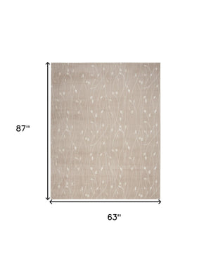 Homeroots 5' X 7' Beige And Ivory Floral Power Loom Area Rug  Polypropylene 545296