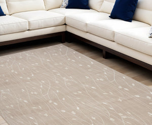 HomeRoots 8' Elegant Beige and Ivory Floral Power Loom Area Rug for Timeless Style in Any Room Decor 8' X 10' 545297