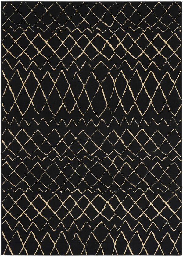 Homeroots 6' X 9' Black And Ivory Abstract Power Loom Distressed Area Rug  Polypropylene 545301