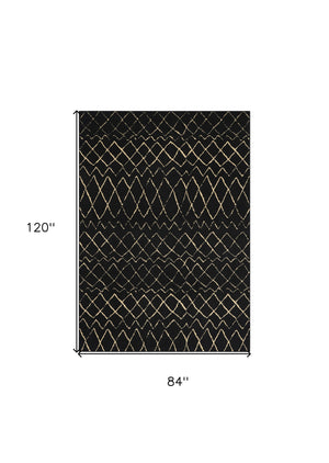 Homeroots 7' X 10' Black And Ivory Abstract Power Loom Distressed Area Rug  Polypropylene 545302