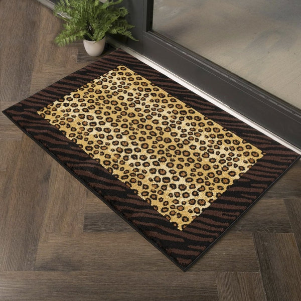 English Elm Tribes Stylish 2 Ft. X 3 Ft. Durable Animal Print Area Rug - Modern Beige & Black Design For Home B186P316771-GIGA