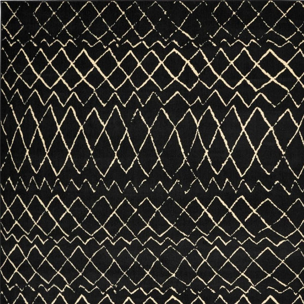HomeRoots 8' Black and Ivory Abstract Area Rug - Distressed Power Loomed Design for Modern Living Spaces 8' X 10' 545310