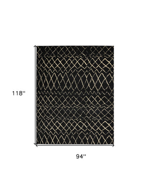 Homeroots 8' X 10' Black And Ivory Abstract Power Loom Distressed Area Rug  Polypropylene 545310