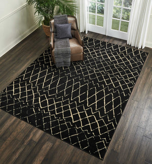 HomeRoots 8' Black and Ivory Abstract Area Rug - Distressed Power Loomed Design for Modern Living Spaces 8' X 10' 545310