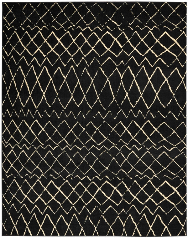 HomeRoots 8' Black and Ivory Abstract Area Rug - Distressed Power Loomed Design for Modern Living Spaces 8' X 10' 545310