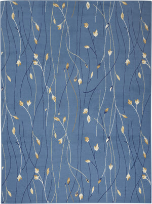 Homeroots 5' X 7' Blue And Beige Floral Power Loom Area Rug  Polypropylene 545316
