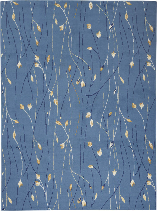 Homeroots 5' X 7' Blue And Beige Floral Power Loom Area Rug  Polypropylene 545316