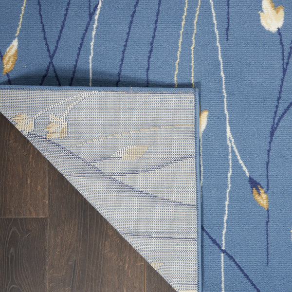 Homeroots 5' X 7' Blue And Beige Floral Power Loom Area Rug  Polypropylene 545316