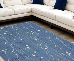 HomeRoots 6' Elegant Blue and Beige Floral Power Loom Area Rug - Timeless Design for Any Room Décor 6' X 9' 545317