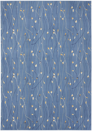 Homeroots 7' X 10' Blue And Beige Floral Power Loom Area Rug  Polypropylene 545318