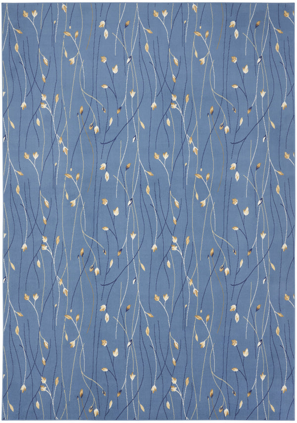 Homeroots 7' X 10' Blue And Beige Floral Power Loom Area Rug  Polypropylene 545318