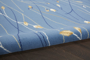 HomeRoots 6' Elegant Blue and Beige Floral Power Loom Area Rug - Timeless Design for Any Room Décor 8' Round 545319