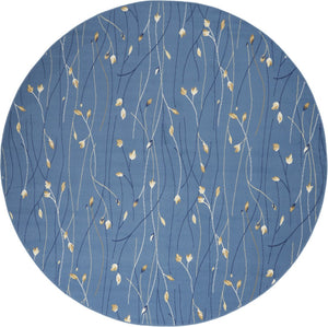 HomeRoots 6' Elegant Blue and Beige Floral Power Loom Area Rug - Timeless Design for Any Room Décor 8' Round 545319