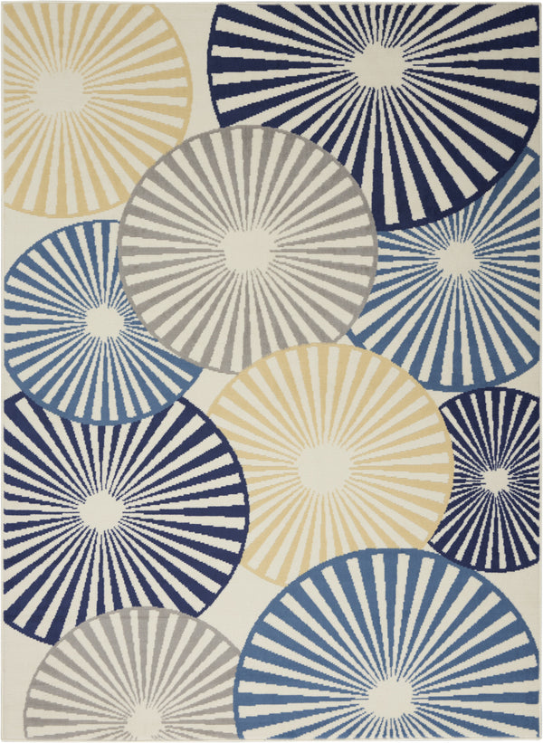 Homeroots 5' X 7' Blue And Ivory Geometric Power Loom Area Rug  Polypropylene 545321