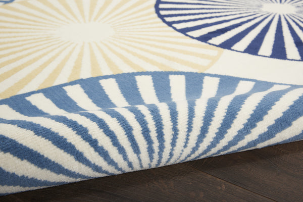 Homeroots 5' X 7' Blue And Ivory Geometric Power Loom Area Rug  Polypropylene 545321