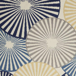 Homeroots 6' X 9' Blue And Ivory Geometric Power Loom Area Rug  Polypropylene 545322