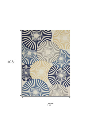 Homeroots 6' X 9' Blue And Ivory Geometric Power Loom Area Rug  Polypropylene 545322