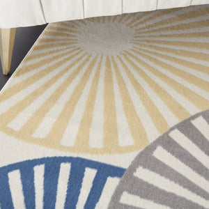 HomeRoots 7' Beige and Blue Geometric Power Loom Area Rug - Modern Style, Durable, Easy-Care for Any Room 7' X 10' 545323