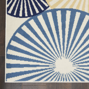 Homeroots 7' X 10' Beige And Blue Geometric Power Loom Area Rug  Polypropylene 545323