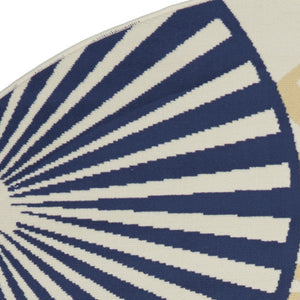 HomeRoots 7' Beige and Blue Geometric Power Loom Area Rug - Modern Style, Durable, Easy-Care for Any Room 8' Round 545324