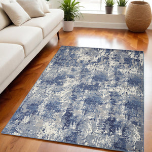 Homeroots 5' X 7' Blue And Ivory Abstract Power Loom Area Rug  Polypropylene 545333