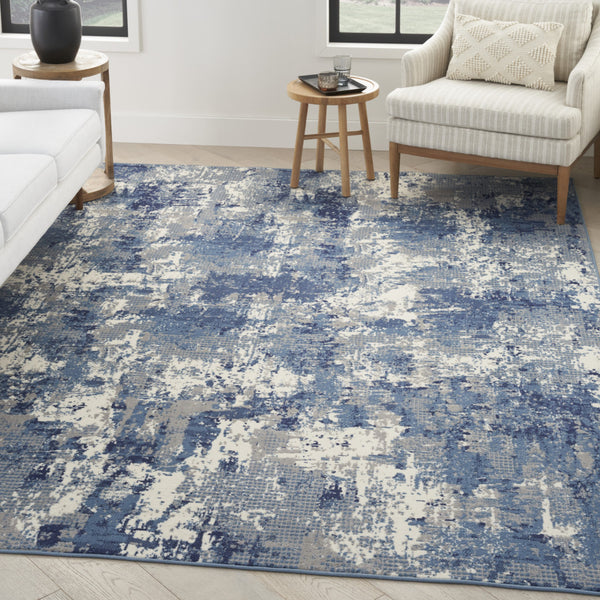 Homeroots 5' X 7' Blue And Ivory Abstract Power Loom Area Rug  Polypropylene 545333